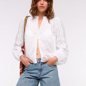 Abercrombie & Fitch Long Sleeve Lace Trim Top